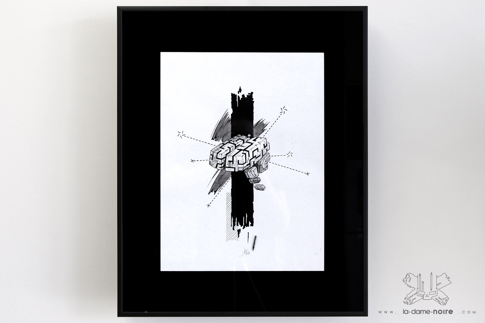 Frame of Brain³ drawn with a quill and china ink