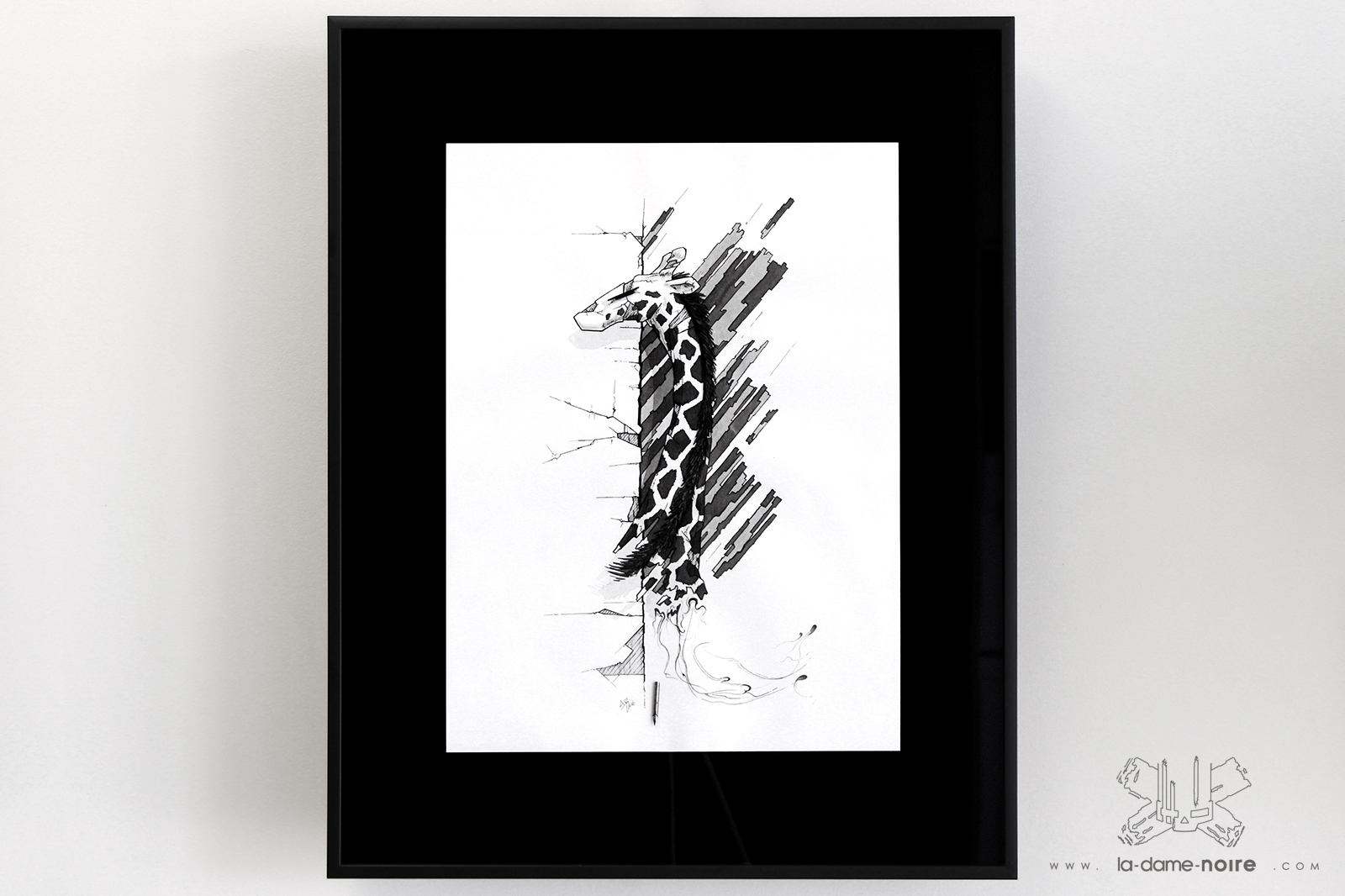 Frame of Girafe drawn with a quill and china ink