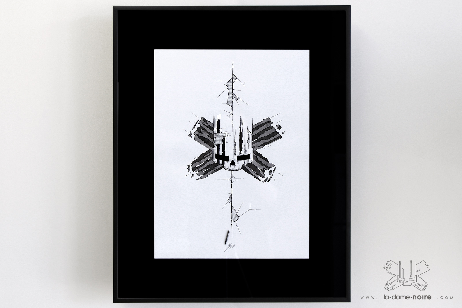 Frame of Skullee drawn with a quill and china ink