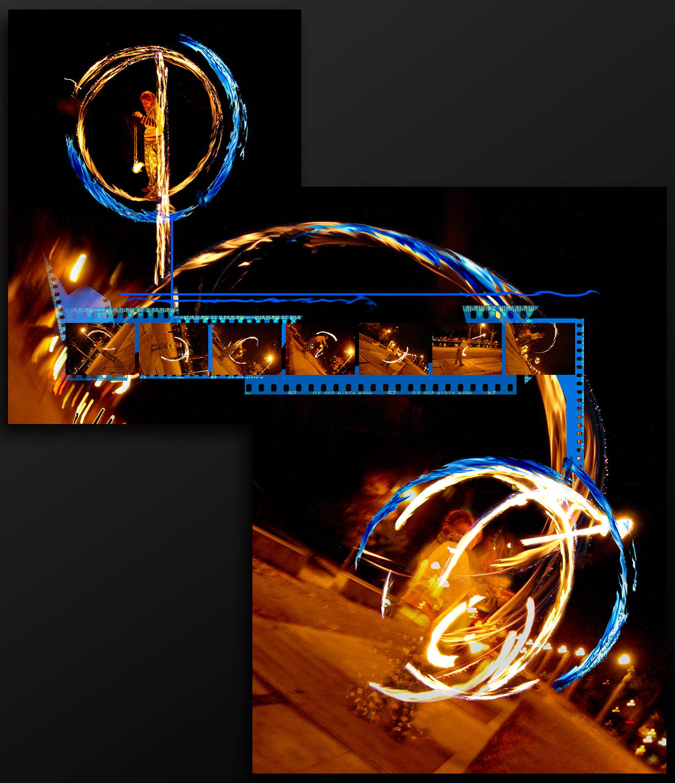 Graphic manipulation with picture of fire poi
