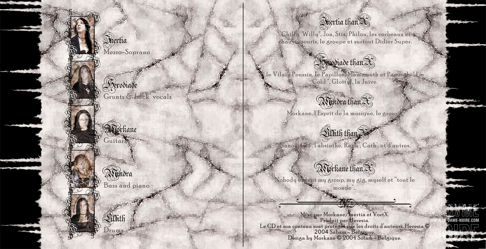 Vue des volets intérieur du livret du CD de Heresia